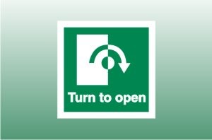 Fire Exit Signs - Turn Right to Open